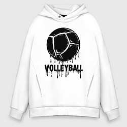 Толстовка оверсайз мужская Волейбол черной краской, цвет: белый