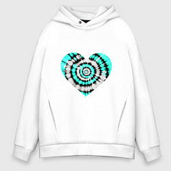 Толстовка оверсайз мужская Сердце Тай Дай, цвет: белый