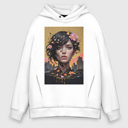 Толстовка оверсайз мужская Городская муза, цвет: белый