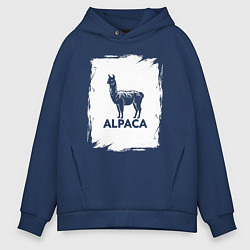 Толстовка оверсайз мужская Альпака в белом штрихе, цвет: тёмно-синий