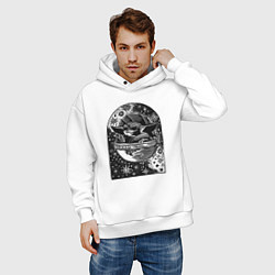 Толстовка оверсайз мужская Малыш Йода в космосе, цвет: белый — фото 2