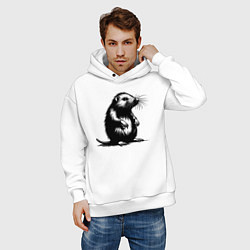 Толстовка оверсайз мужская Крот в стиле граффити, цвет: белый — фото 2