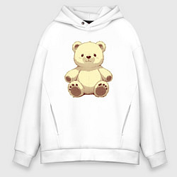 Толстовка оверсайз мужская Милый плюшевый медвежонок, цвет: белый