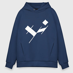 Толстовка оверсайз мужская Три буквы: белые, цвет: тёмно-синий