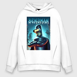 Толстовка оверсайз мужская Bender Batman - ai art collaboration, цвет: белый