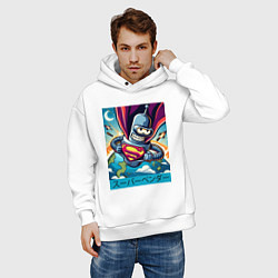 Толстовка оверсайз мужская Полёт Супер Бендера - коллаба, цвет: белый — фото 2