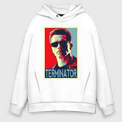 Толстовка оверсайз мужская Терминатор: поп-арт, цвет: белый