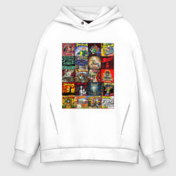 Толстовка оверсайз мужская Элизиум - обложки, цвет: белый