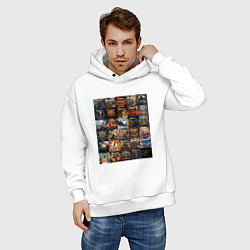 Толстовка оверсайз мужская Sabaton - обложки, цвет: белый — фото 2