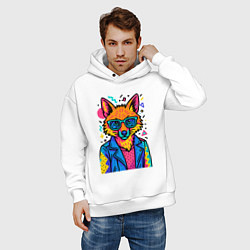 Толстовка оверсайз мужская Лиса Pop Colors, цвет: белый — фото 2