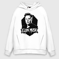 Толстовка оверсайз мужская Орнамент Илона Маска, цвет: белый
