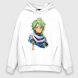 Толстовка оверсайз мужская Genshin Impact: Baizhu, цвет: белый