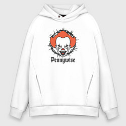 Толстовка оверсайз мужская Злобный клоун, цвет: белый