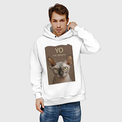 Толстовка оверсайз мужская Yo - Im Sphynx, цвет: белый — фото 2