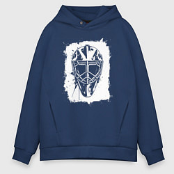 Толстовка оверсайз мужская Вратарская маска в белом квадрате, цвет: тёмно-синий