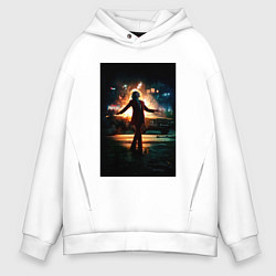 Толстовка оверсайз мужская Joker on fire, цвет: белый