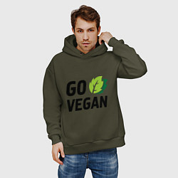 Толстовка оверсайз мужская Go vegan, цвет: хаки — фото 2