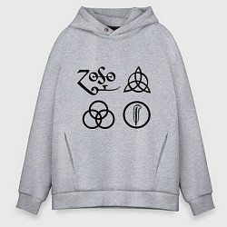 Толстовка оверсайз мужская Led Zeppelin: symbols, цвет: меланж