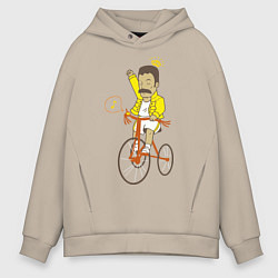 Толстовка оверсайз мужская Фредди на велосипеде, цвет: миндальный