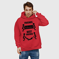 Толстовка оверсайз мужская Best friends, цвет: красный — фото 2