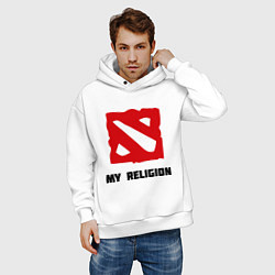 Толстовка оверсайз мужская Dota 2: My Religion, цвет: белый — фото 2