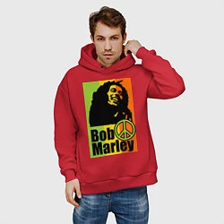 Толстовка оверсайз мужская Bob Marley: Jamaica, цвет: красный — фото 2