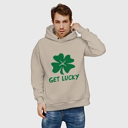 Толстовка оверсайз мужская Get lucky, цвет: миндальный — фото 2