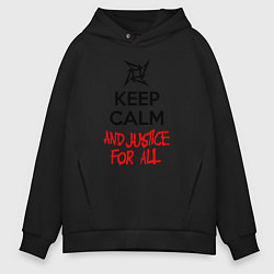 Толстовка оверсайз мужская Keep Calm & Justice For All, цвет: черный