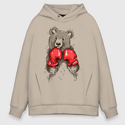 Толстовка оверсайз мужская Bear Boxing, цвет: миндальный