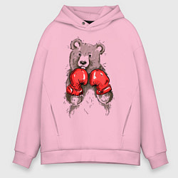 Толстовка оверсайз мужская Bear Boxing, цвет: светло-розовый