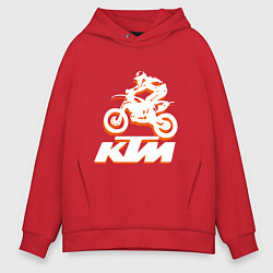 Толстовка оверсайз мужская KTM белый, цвет: красный