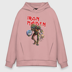 Толстовка оверсайз мужская Iron Maiden: Zombie, цвет: пыльно-розовый