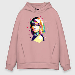 Толстовка оверсайз мужская Taylor Swift Art, цвет: пыльно-розовый