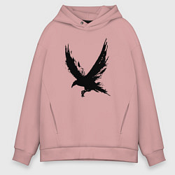 Толстовка оверсайз мужская Черный ворон, цвет: пыльно-розовый