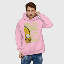 Толстовка оверсайз мужская Homer Doh!, цвет: светло-розовый — фото 2