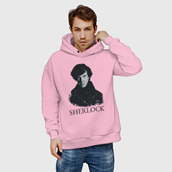 Толстовка оверсайз мужская Sherlock Art, цвет: светло-розовый — фото 2