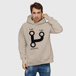 Толстовка оверсайз мужская Раз, два и в продакшн, цвет: миндальный — фото 2