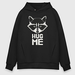Толстовка оверсайз мужская Raccoon: Hug me, цвет: черный
