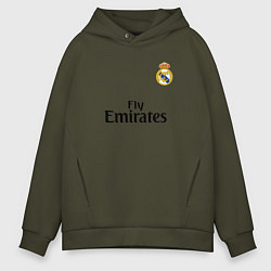 Толстовка оверсайз мужская Real Madrid: Fly Emirates, цвет: хаки