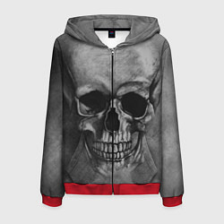 Толстовка 3D на молнии мужская Череп, цвет: 3D-красный