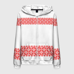 Мужская толстовка на молнии Славянский орнамент (на белом)