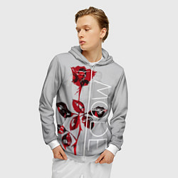 Толстовка 3D на молнии мужская Depeche Mode: Red Rose, цвет: 3D-белый — фото 2
