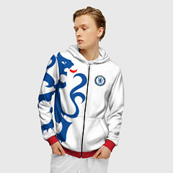Толстовка 3D на молнии мужская FC Chelsea: White Lion, цвет: 3D-красный — фото 2