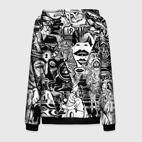 Мужская толстовка на молнии Стикербомбинг / 3D-Черный – фото 2