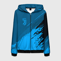 Толстовка 3D на молнии мужская FC Juventus: Blue Original, цвет: 3D-черный