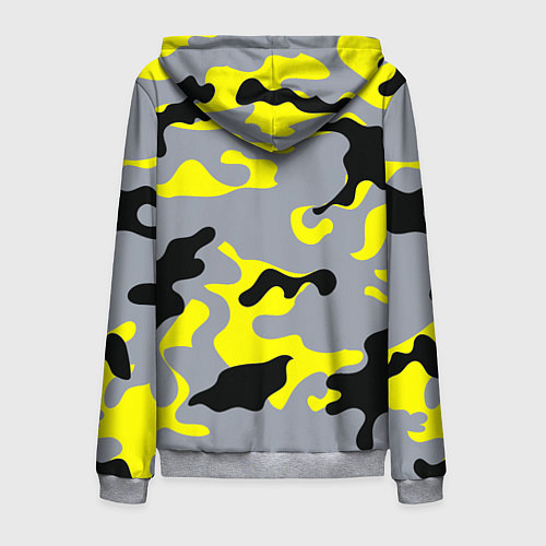 Мужская толстовка на молнии Yellow & Grey Camouflage / 3D-Меланж – фото 2