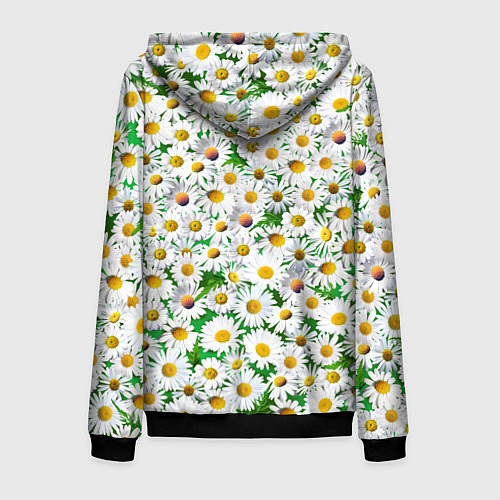 Мужская толстовка на молнии Полевые ромашки / 3D-Черный – фото 2