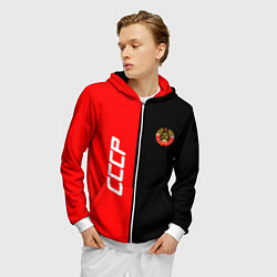 Толстовка 3D на молнии мужская СССР: Red Collection, цвет: 3D-белый — фото 2