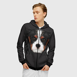 Толстовка 3D на молнии мужская Cavalier King Charles, цвет: 3D-черный — фото 2