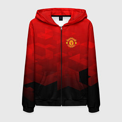 Толстовка 3D на молнии мужская FC Man UTD: Red Poly, цвет: 3D-черный